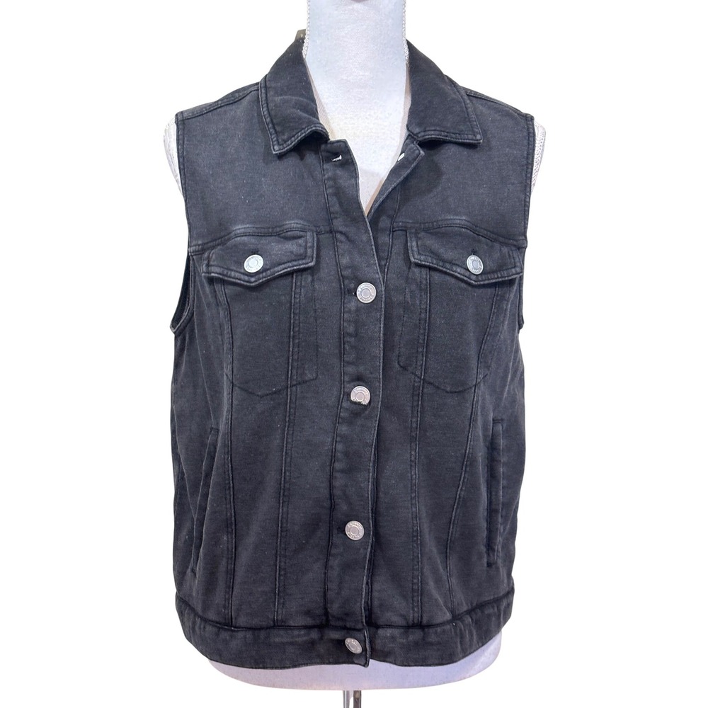 Z Supply Knit Denim Moto Vest, Black Large NWT, edgy, urban casual, layering